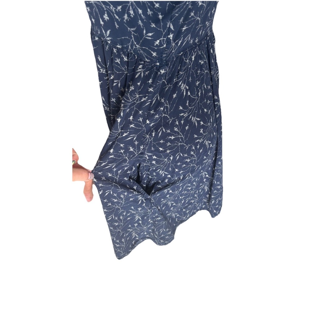 Denim & Supply Ralph Lauren Navy Floral Button Front Babydoll Swing Mini Dress M - Picture 3 of 8